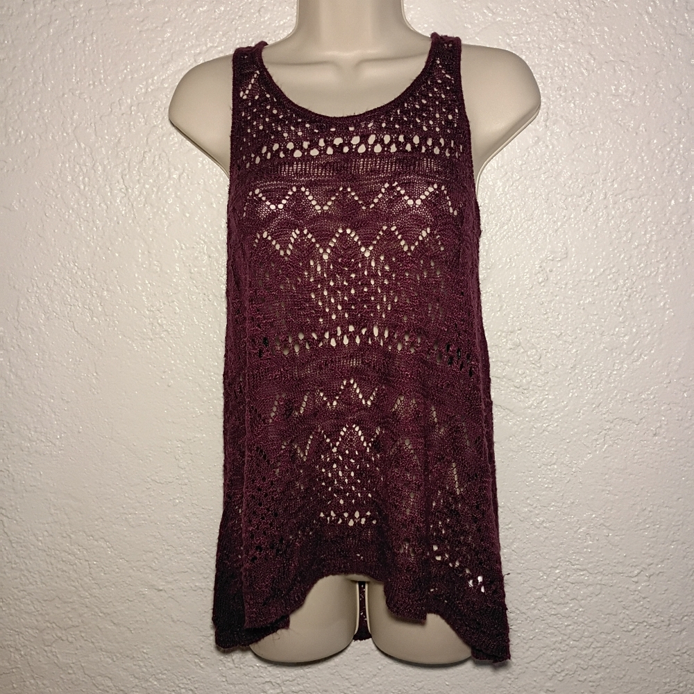 Pink Republic Burgundy Crochet Tank Top